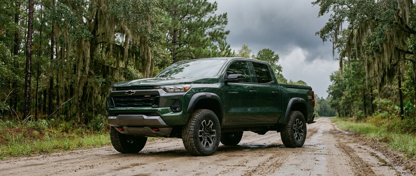 2026 Chevrolet Colorado Trail Boss on a rural Horry County road near Longs, SC