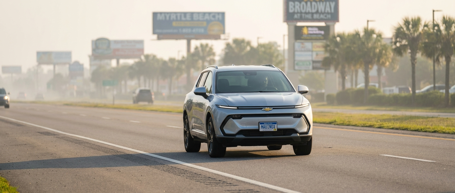 2026 Chevrolet Equinox on a South Carolina coastal highway commute route near Myrtle Beach