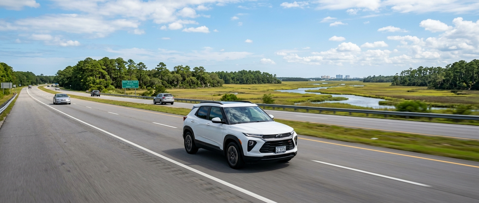2026 Chevrolet Trailblazer on SC-31 Carolina Bays Parkway heading toward North Myrtle Beach, SC