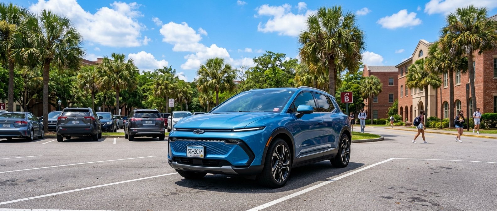 2027 Chevrolet Traverse loaded for a road trip on a Conway, SC highway surrounded by coastal Carolina trees