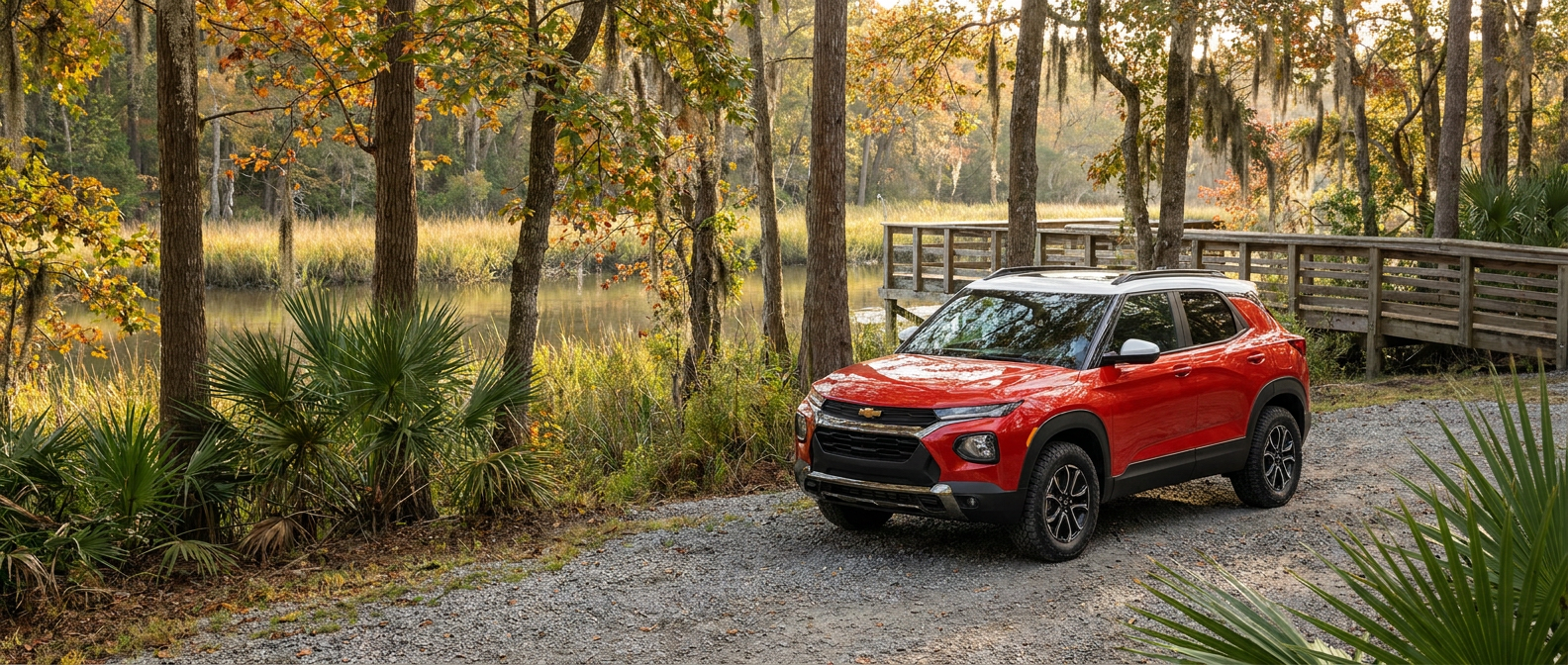 2026 Chevrolet Trailblazer ACTIV parked near a Waccamaw River access point in Horry County, SC